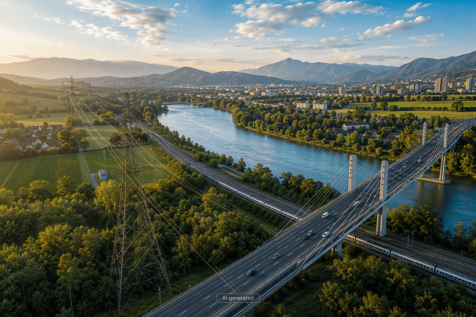 Vue aérienne d’un vaste paysage