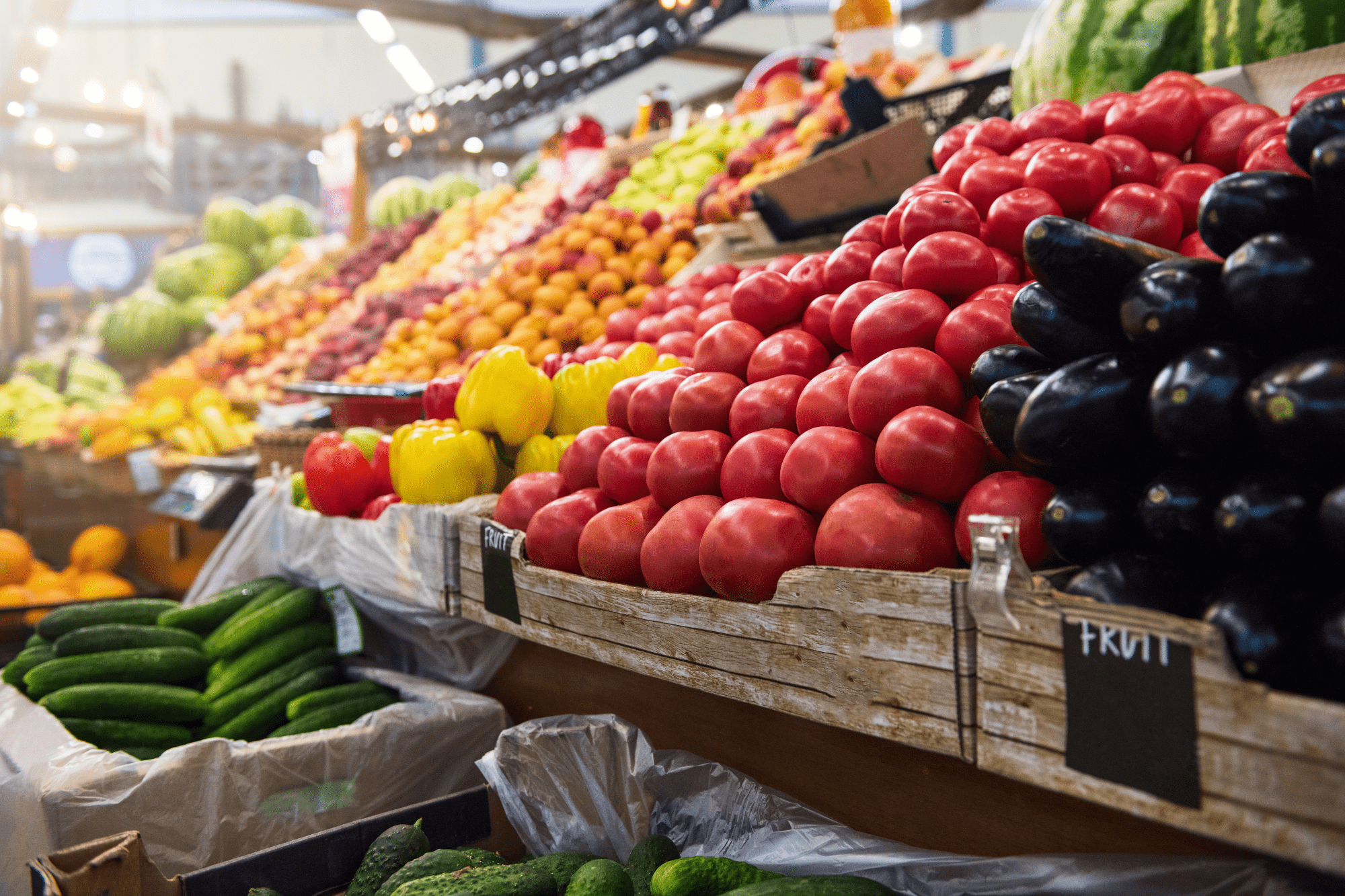 Fruits et légumes au supermarché