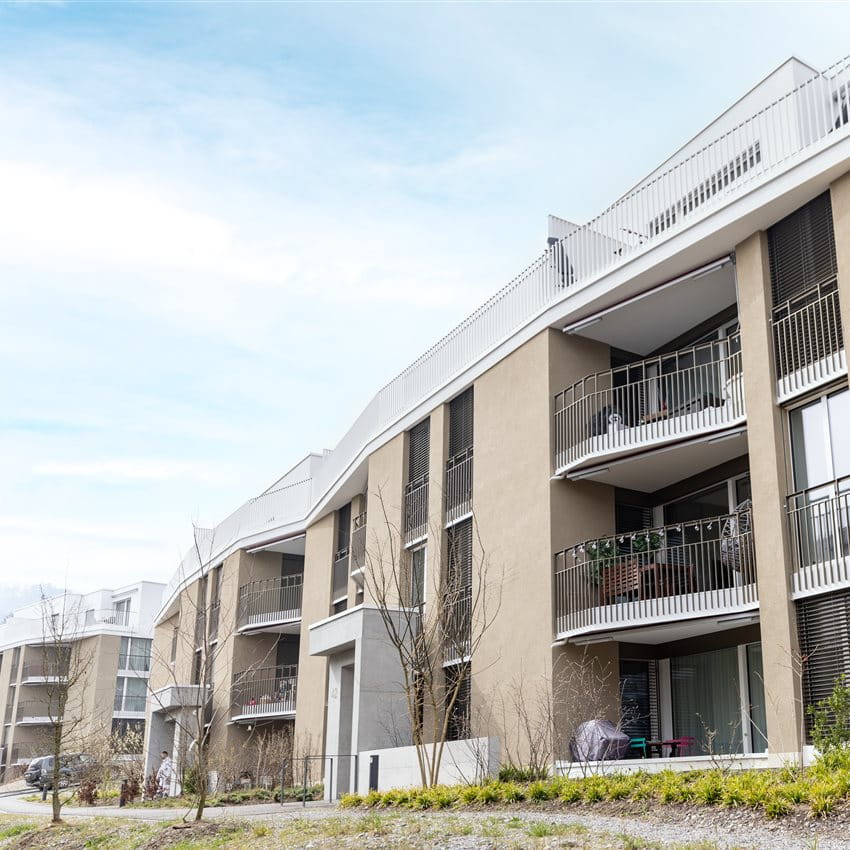 Immobilien Schweiz, Nachhaltigkeit Häuser von der Kleeweid-Siedlung in Zürich